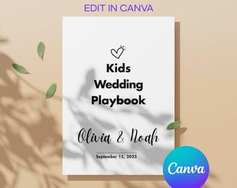 Personalisierte Kinder Hochzeit Aktivitäten Buch druckbare Maltabellen Spiele und Aktivitäten Paket Canva bearbeiten