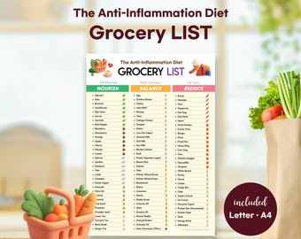 Anti-Inflammatory Diet Grocery List | Printable Food Chart (Digital Download)