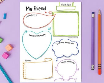 Friendship Activity Worksheet: My Friend Printable for Kids (PDF)