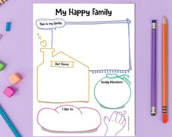 My Happy Family-werkblad: activiteitenpagina voor kinderen (pdf-download)