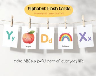 52 farbige Alphabet Karteikarten zum Ausdrucken: A-Z Lernkarten (PDF)