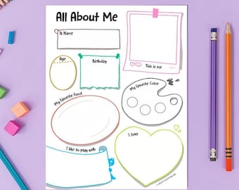 All About Me Worksheet: Back to School Activity (Instant Download PDF)