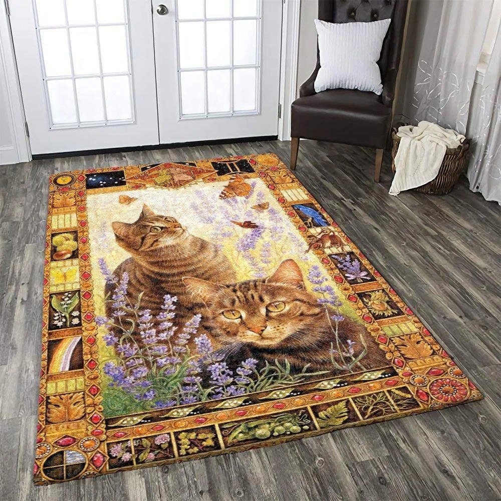 Cat Lovely Vintage Rug Cat Rug Boys Room Round Carpet Cat Etsy