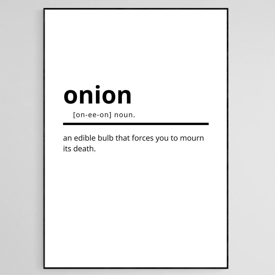 Onion Definition Print. Wall Art Typography Wall Decor Etsy UK