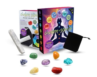 7 Chakra Stone Set -  Bonus Selenite - Crystal Wand - High-Grade Crystal Stone - Crystal Stone For Healing And Charging - Gift Ideas
