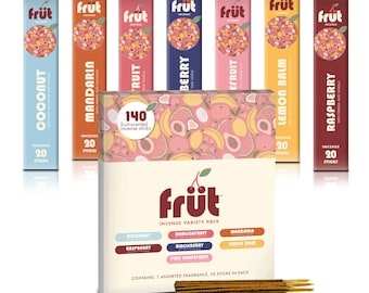 FRUT Tropical Incense Sticks |  7 Mouthwatering Fruit Scents for Aromatherapy and Relaxation | 140 Incense Sticks | Gift Ideas