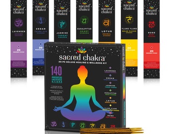 Sacred Chakra Incense Sticks | 140 Incense Sticks for Meditation |  7 Scents for Aromatherapy and Aligning Chakras | Gift Ideas