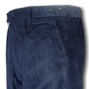 Classic Navy Blue Corduroy Short Trousers With A Tunnel Top & Button Fly