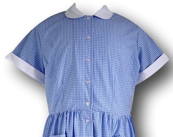Traditional Sky Blue Gingham Summer Dress