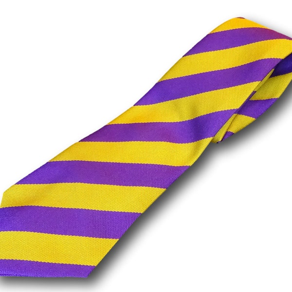 Purple & Gold Wide Stripe School Tie