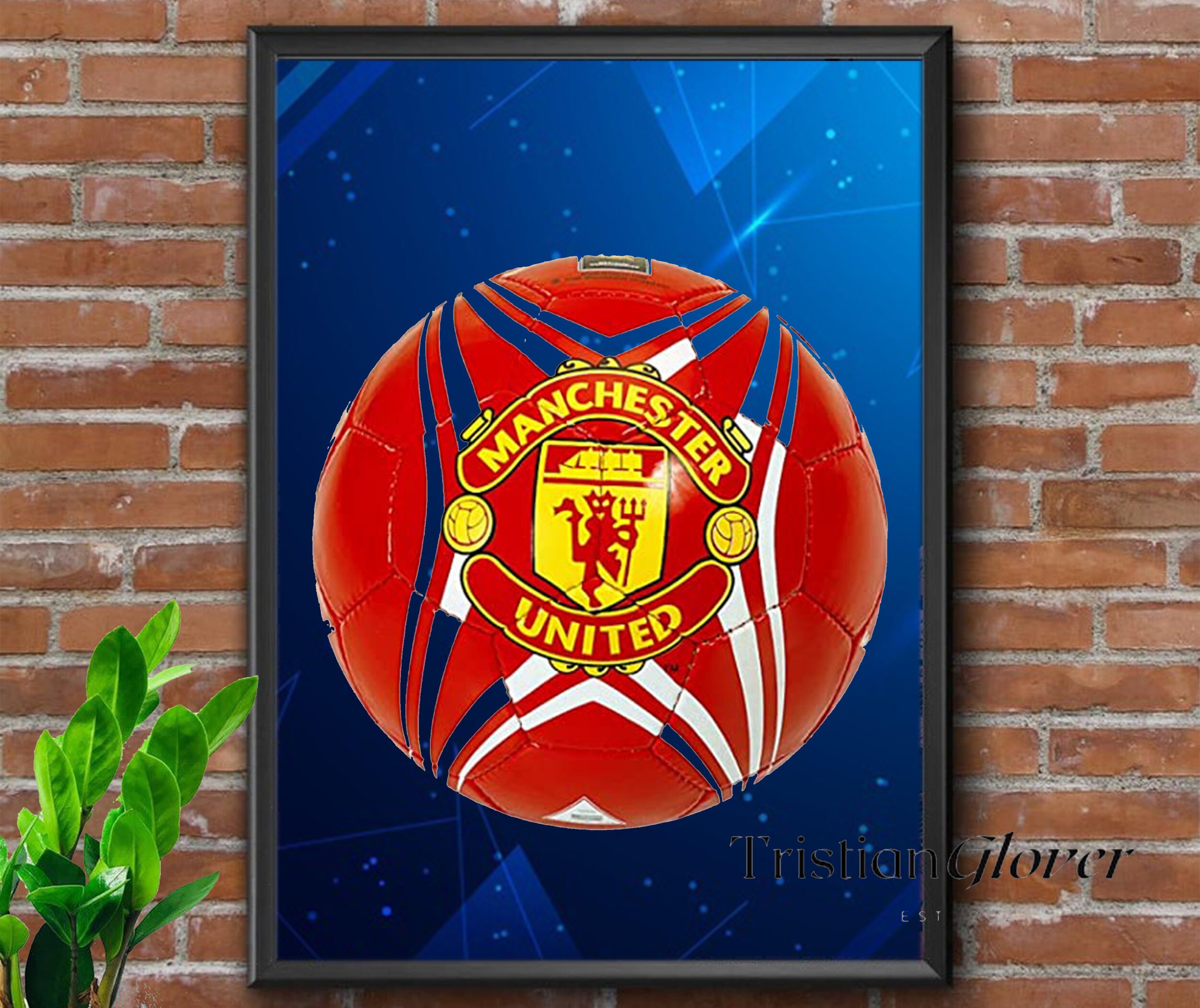 Manchester United Soccer Ball poster Manchester United wall Etsy