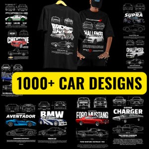 1000+ Car PNG Bundle | Supercars, JDM, Luxury, Retro, Cartoon Style | High Quality Clipart | Resell Rights Included -Car T-shirt Designs