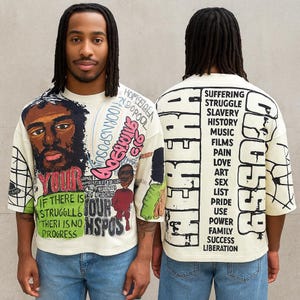 Hip Hop Streetwear T-Shirt – Retro Hip Hop All Over Print Oversized Graphic Tee for Men & Women | Cotton Round Neck Short Sleeve Top
