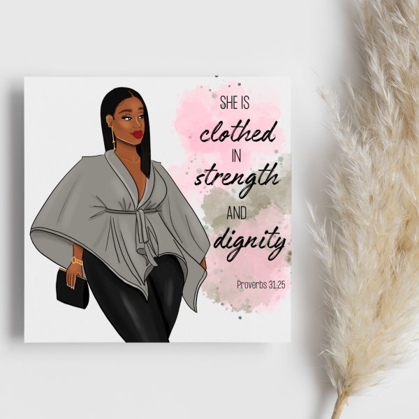 Proverbs 31 woman, greeting card, blank inside, mothers day, birthday, african american greetings, black girl magic