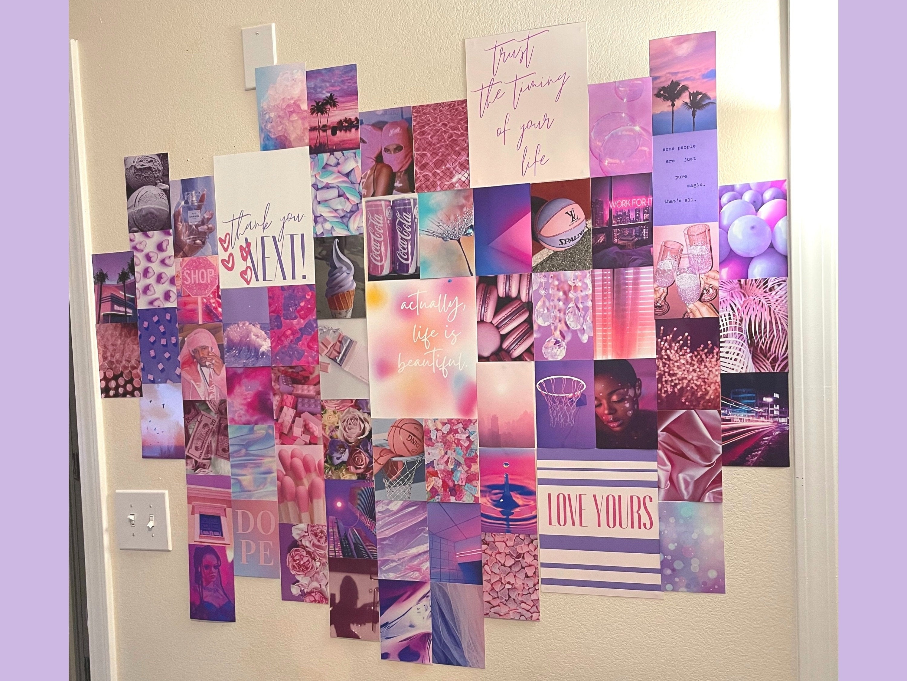 Pink & Purple Wall Collage Kit digital Download 64pcs VSCO Etsy UK
