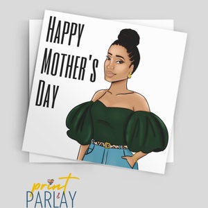 Black Mother's Day Greeting Card, Blank Inside - Etsy