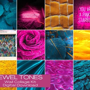 Jewel Tones Aesthetic Wall Collage Kit (Digital Download) 65pcs - Girl Trendy, Bedroom Decor, Dorm Room Wall Hanging , Melanin, black girl