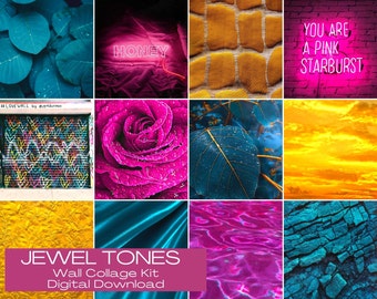 Jewel Tones Aesthetic muurcollagekit (digitale download) 65-delig - meisje trendy, slaapkamerdecor, slaapzaal muurhanger, melanine, black girl