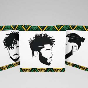 Confezione da 3 biglietti d'auguri per la festa del papà, del marito, del fidanzato, del fratello e dello zio afro-americani