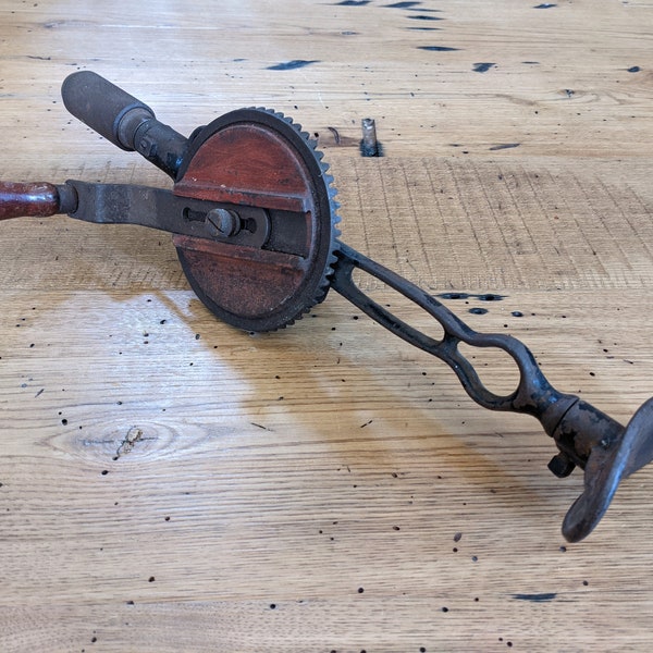 Vintage Hand Crank Drill - Vintage Hand Held Crank Drill - Antique Manual Drill
