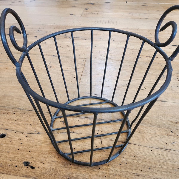 Antique Metal Basket - Cast Iron Basket - Antique Vegetable Basket - Wire Storage Basket -