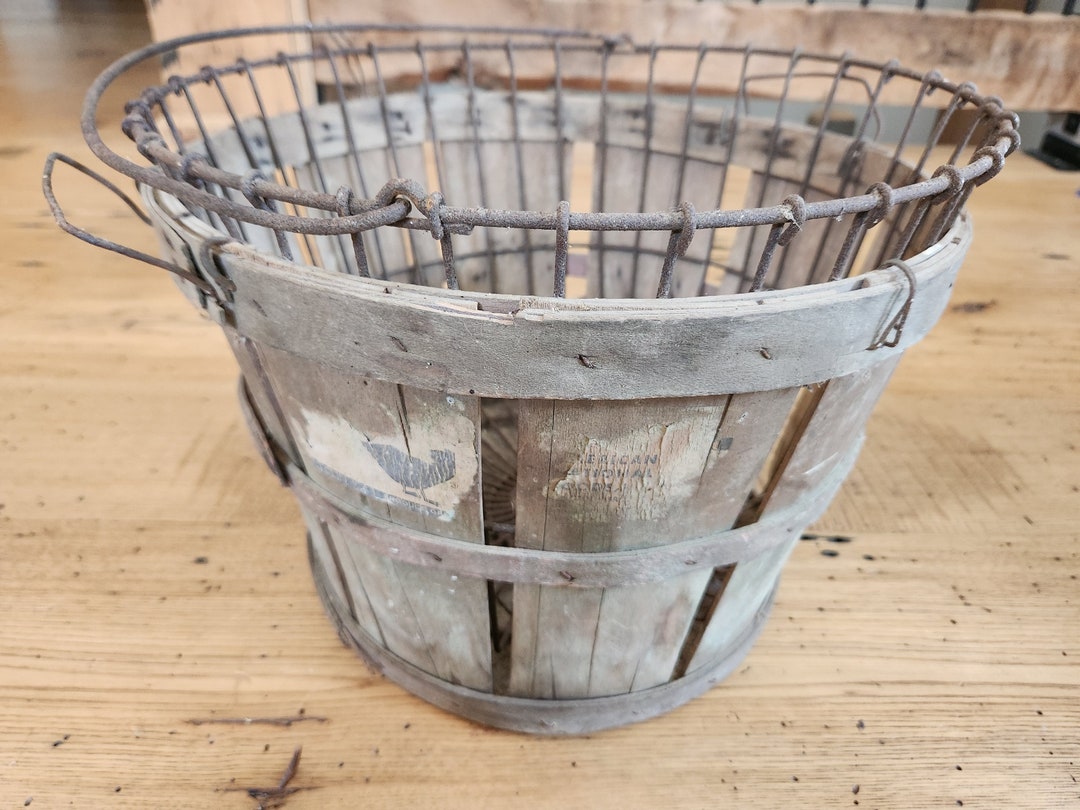Antique Egg Basket Wood and Wire Egg Basket Antique Etsy