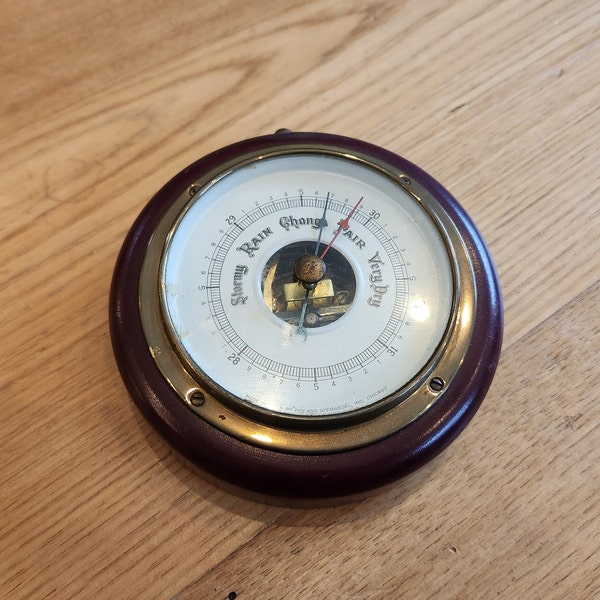 Vintage Barometer - Wooden Barometer - Vintage Wooden Barometer - Vintage Weather Forecasting - Fee and Stemwedel Barometer- Nautical Décor