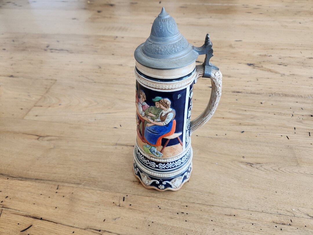 Vintage Beer Stein - Ceramic Beer Stein - Vintage Beer Stein With Metal ...
