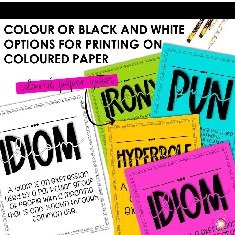 Figurative Language Posters | ELA Bulletin Board Set | Brights - Etsy