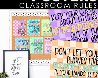 Funny Classroom Rules Posters | Middle School Slang Bulletin Board Poster Set | Back to School