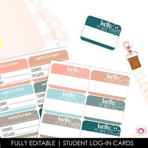Editable Student Log In Cards | Usernames and Passwords | Classroom Organization