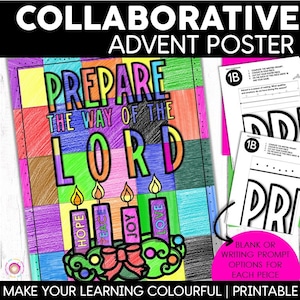 Collaboratieve adventskunstposter: een kerstkleur- en schrijfactiviteit