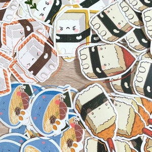 Adorable Japanese food themed stickers | Ramen x Sushi Japanese food Vinyl Stickers| Medium Size