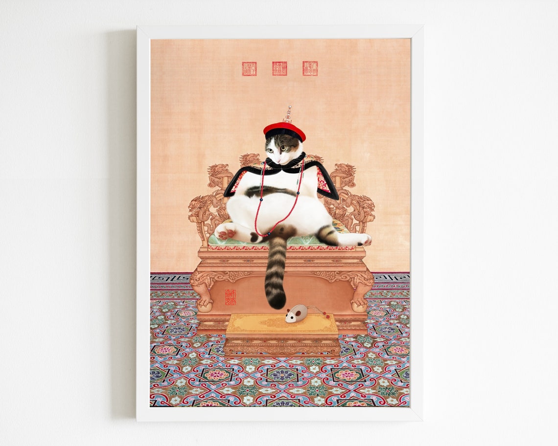 Cat System The Emperor Is A Cat Lover Cat on Thronechinese Emperor Catfunny Cat Arta3 A4 Gallery - Etsy Australia