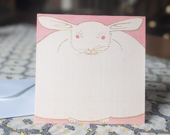 Printable Blank Square 5x5" Folded Card - Portrait of a Rabbit