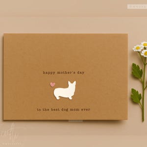 Tarjeta del Día de la Madre para Mamá de Perro – Recorte de acrílico para perro – Corgi, Golden, Dachshund y más – Interior en blanco en tarjeta Kraft – Mamá de Perro – La mejor mamá de perro de la historia