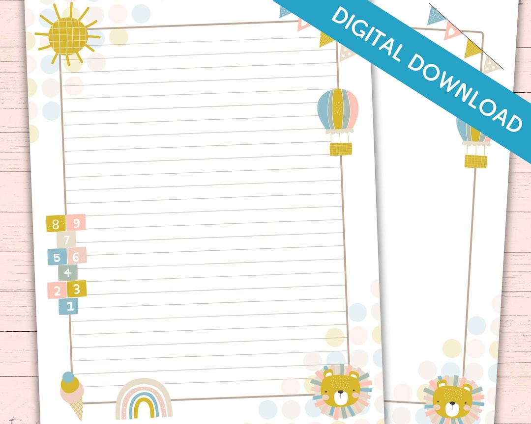 Cute Printable Baby Stationery Digital Note Paper Instant - Etsy