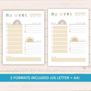 Printable Boho Daily + Weekly + Monthly Planner Page Bundle With Bonus ...