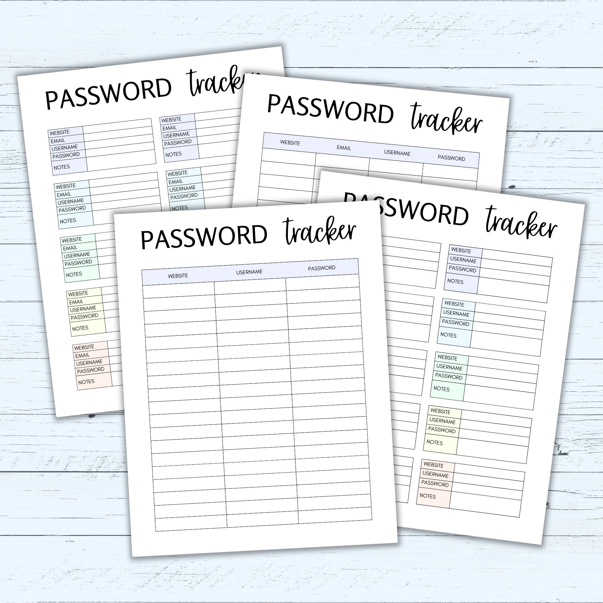 Password Tracker Printable - Fillable PDF - Password Keeper - Password ...