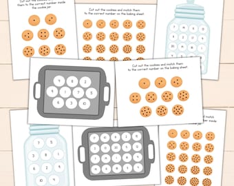 Cookie Counting Game - Preschool Math Printable - Hands-On Montessori Activity - PDF Worksheet - Number Match (1-20) - Busy Book Activity