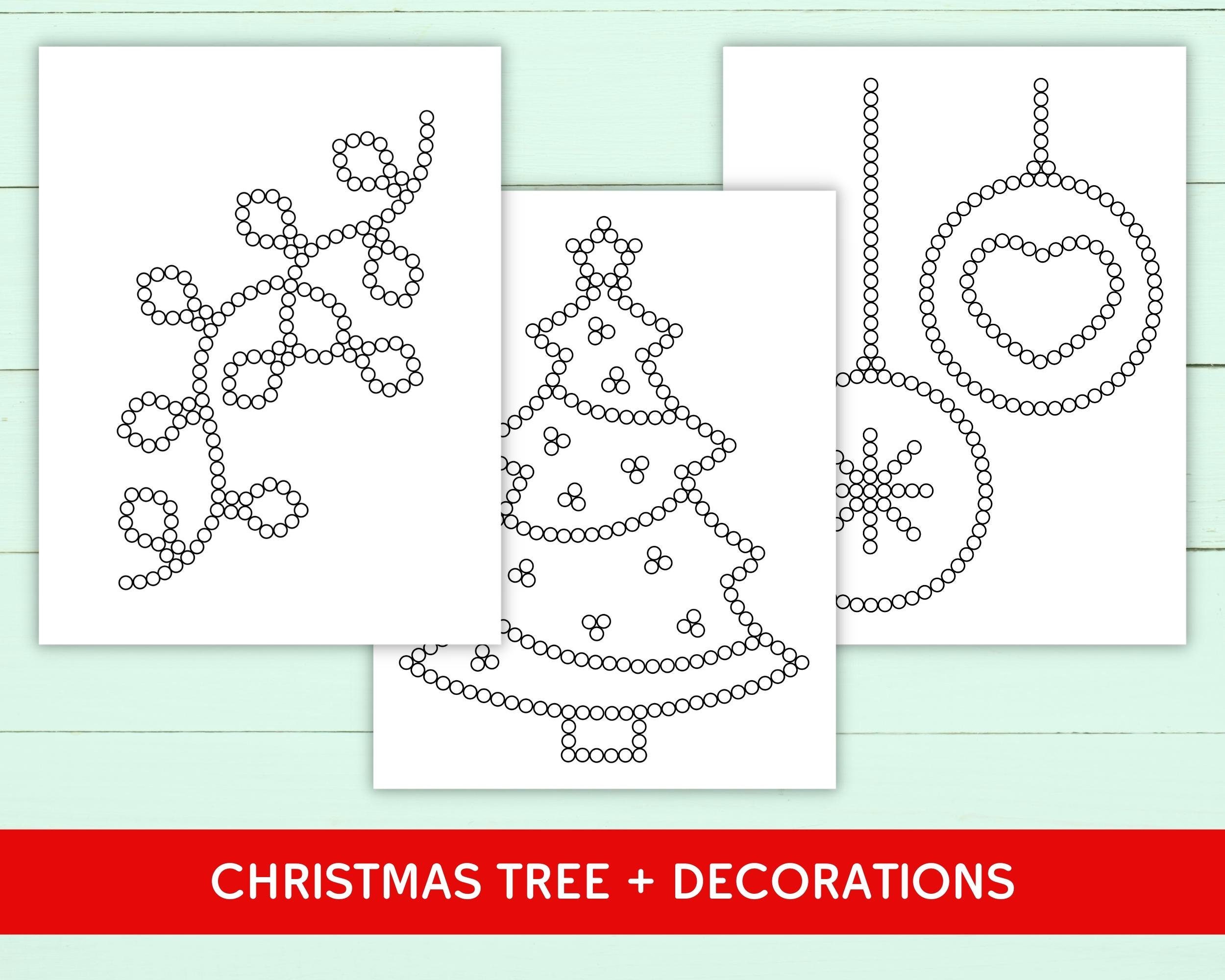 Christmas Q-tip Tracing Sheets Printable Preschool - Etsy