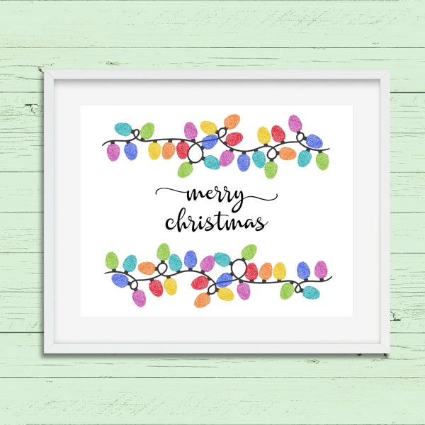 Christmas Fingerprint Art Template - Fingerprint Craft - Christmas Craft for Kids - Fingerprint Christmas Lights - Daycare Keepsake Craft