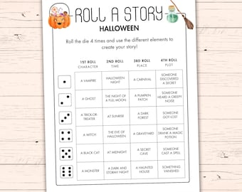 Halloween Roll a Story - Creative Writing Prompt Activity - Printable Story Dice Game - Literacy Activity - Roll a Story - Writing Challenge