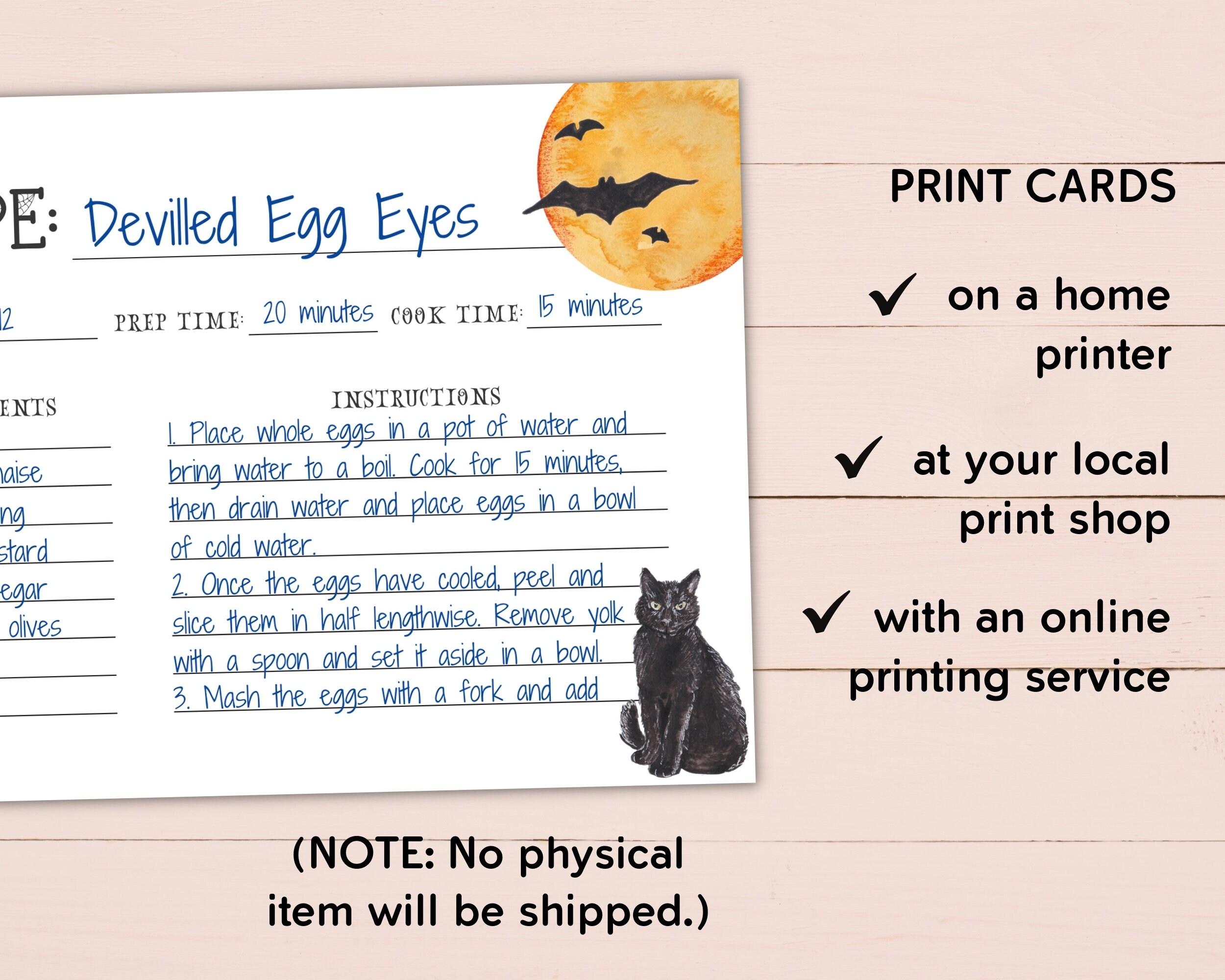 Printable Halloween Recipe Card Bundle Editable Recipe Card Template ...