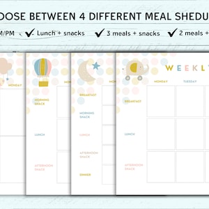 Cute Printable Weekly &amp; Monthly Menu for Kids Blank Fillable PDF ...