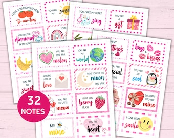 32 Cute Valentine's Day Lunch Box Notes for Kids - Printable Lunchbox Notes for Kids - Kids' Lunchbox Note Templates for Boys & Girls