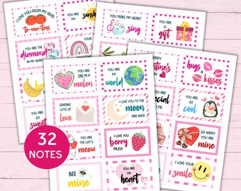 32 Cute Valentine's Day Lunch Box Notes for Kids - Printable Lunchbox Notes for Kids - Kids' Lunchbox Note Templates for Boys & Girls