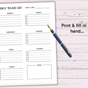 Printable Weekly To-do List Blank Fillable PDF Weekly - Etsy