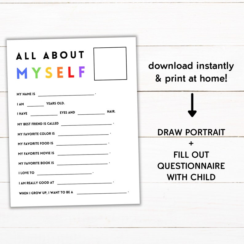 Printable All About My Family Questionnaires Instant Download Personalized Gift All About Me, My Daddy My Mommy and More image 2