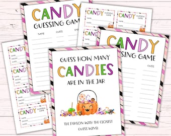 Candy Guessing Game - Printable Halloween Party Game - Classroom Game - Guess How Many Candies in Jar Game - Printable Halloween Activity